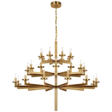 Liaison 32 Light Chandelier in Antique-Burnished Brass by Visual Comfort Signature