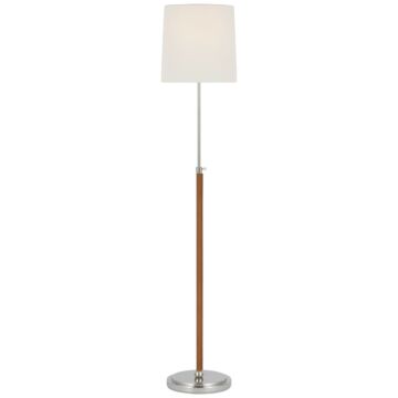 Bryant Wrapped LED Floor Lamp in Polished Nickel and Natural Leather by Visual Comfort Signature