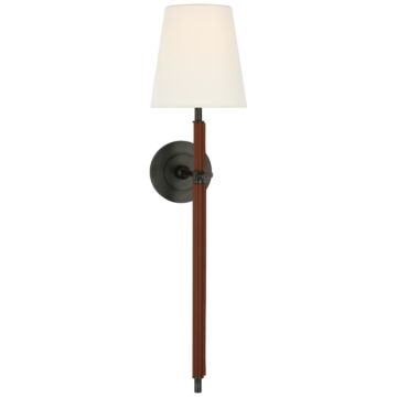 Bryant Wrapped LED Wall Sconce in Bronze and Saddle Leather by Visual Comfort Signature