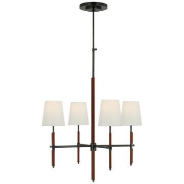 Bryant Wrapped LED Chandelier in Bronze and Saddle Leather by Visual Comfort Signature