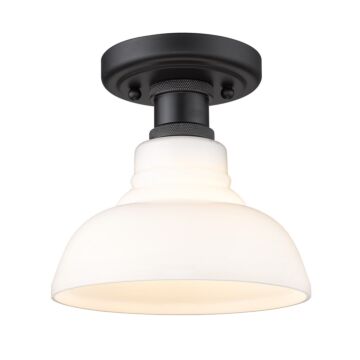 Carver BLK One Light Flush Mount in Matte Black by Golden