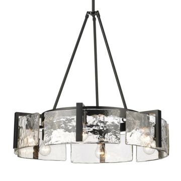 Aenon Six Light Chandelier in Matte Black by Golden