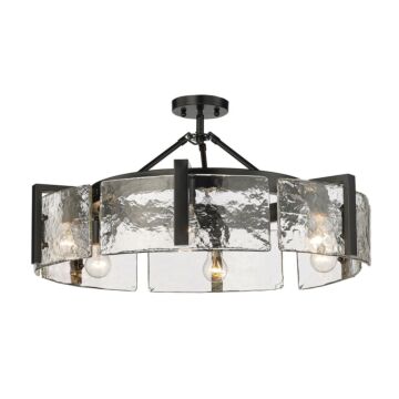 Aenon Six Light Semi Flush Mount in Matte Black by Golden
