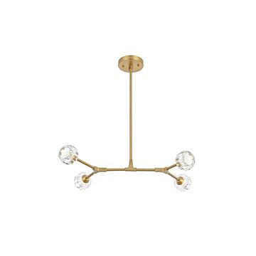 Zayne 4-Light Pendant in Gold and Clear