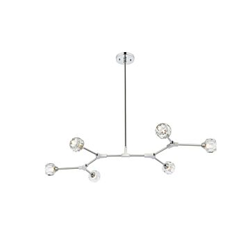 Zayne 6-Light Pendant in Chrome and Clear