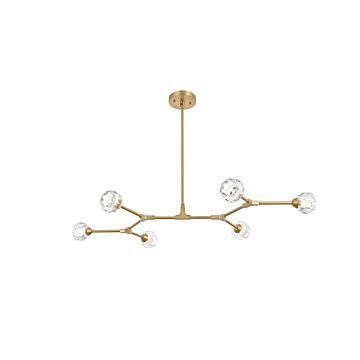 Zayne 6-Light Pendant in Gold and Clear