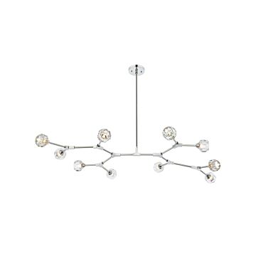 Zayne 10-Light Pendant in Chrome and Clear