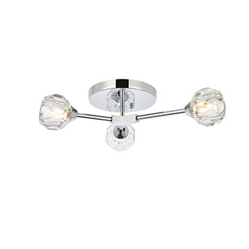 Zayne 3-Light Flush Mount in Chrome and Clear