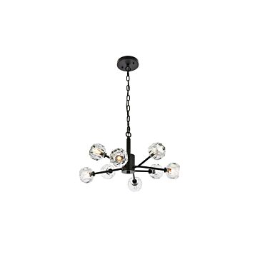Graham 8-Light Pendant in Black and Clear