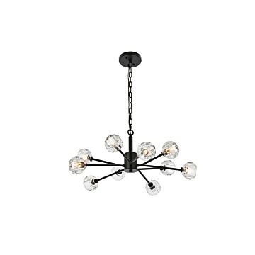 Graham 10-Light Pendant in Black and Clear