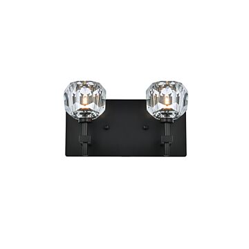 Graham 2-Light Wall Sconce in Black and Clear