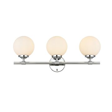 Ansley 3-Light Bathroom Vanity Light Sconce in Chrome and frosted white