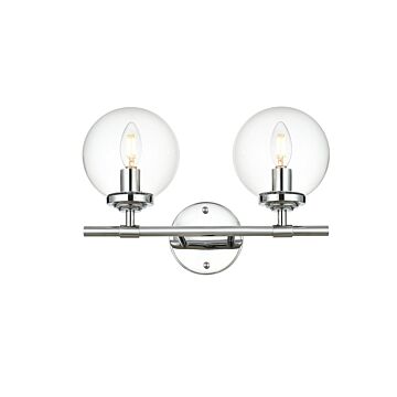 Ingrid 2-Light Bathroom Vanity Light Sconce in Chrome and Clear