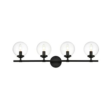 Ingrid 4-Light Bathroom Vanity Light Sconce in Black and Clear
