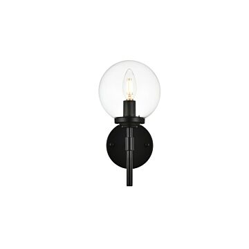 Ingrid 1-Light Bathroom Vanity Light Sconce in Black and Clear