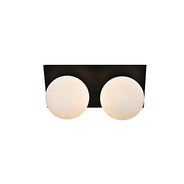Jillian 2-Light Bathroom Vanity Light Sconce in Black and frosted white