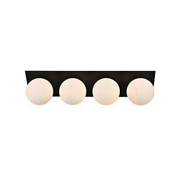 Jillian 4-Light Bathroom Vanity Light Sconce in Black and frosted white
