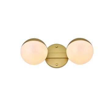 Majesty 2-Light Bathroom Vanity Light Sconce in Brass and frosted white