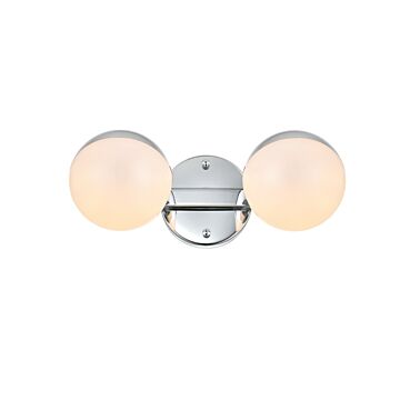 Majesty 2-Light Bathroom Vanity Light Sconce in Chrome and frosted white