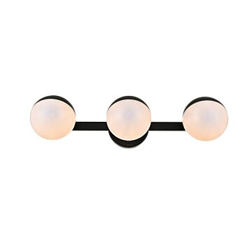 Majesty 3-Light Bathroom Vanity Light Sconce in Black and frosted white