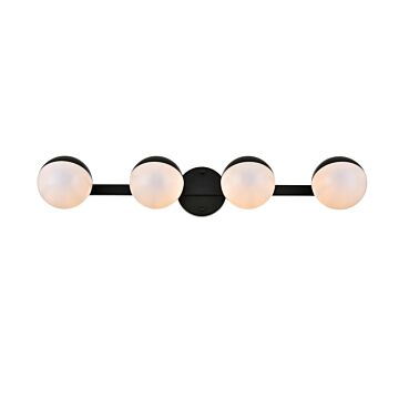 Majesty 4-Light Bathroom Vanity Light Sconce in Black and frosted white
