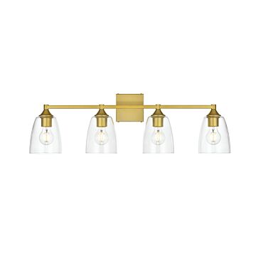 Gianni 4-Light Bathroom Vanity Light Sconce in Brass and Clear