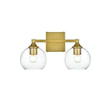 Foster 2-Light Bathroom Vanity Light Sconce in Brass and Clear