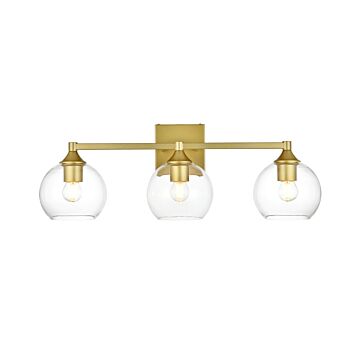 Foster 3-Light Bathroom Vanity Light Sconce in Brass and Clear