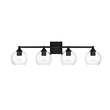 Foster 4-Light Bathroom Vanity Light Sconce in Black and Clear