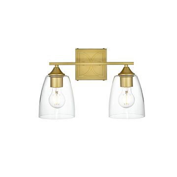 Harris 2-Light Bathroom Vanity Light Sconce in Brass and Clear