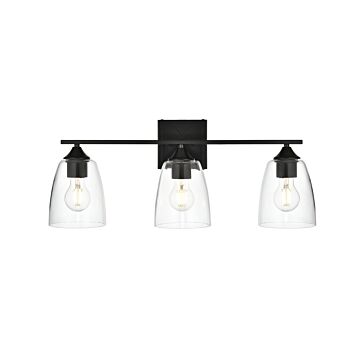Harris 3-Light Bathroom Vanity Light Sconce in Black and Clear
