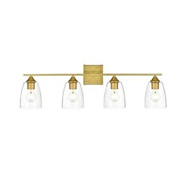 Harris 4-Light Bathroom Vanity Light Sconce in Brass and Clear
