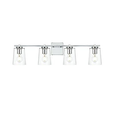Kacey 4-Light Bathroom Vanity Light Sconce in Chrome and Clear