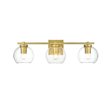 Juelz 3-Light Bathroom Vanity Light Sconce in Brass and Clear