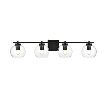 Juelz 4-Light Bathroom Vanity Light Sconce in Black and Clear