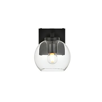 Juelz 1-Light Bathroom Vanity Light Sconce in Black and Clear