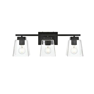 Merrick 3-Light Bathroom Vanity Light Sconce in Black and Clear