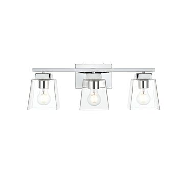Merrick 3-Light Bathroom Vanity Light Sconce in Chrome and Clear