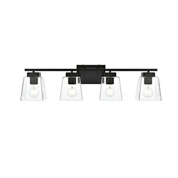 Merrick 4-Light Bathroom Vanity Light Sconce in Black and Clear