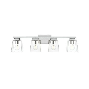Merrick 4-Light Bathroom Vanity Light Sconce in Chrome and Clear