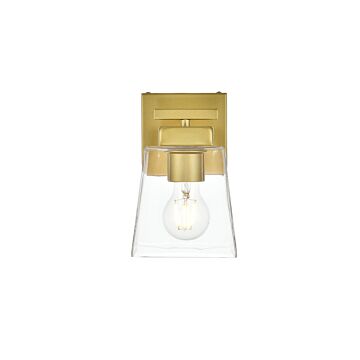 Merrick 1-Light Bathroom Vanity Light Sconce in Brass and Clear
