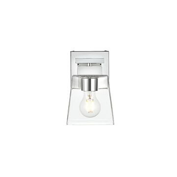 Merrick 1-Light Bathroom Vanity Light Sconce in Chrome and Clear