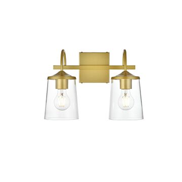 Avani 2-Light Bathroom Vanity Light Sconce in Brass and Clear
