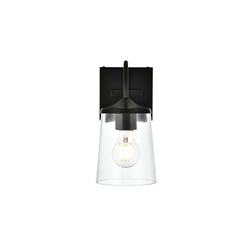 Avani 1-Light Bathroom Vanity Light Sconce in Black and Clear