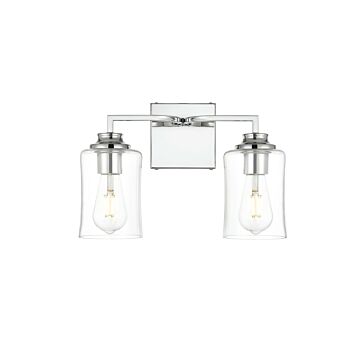 Ronnie 2-Light Bathroom Vanity Light Sconce in Chrome and Clear