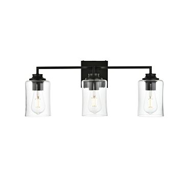 Ronnie 3-Light Bathroom Vanity Light Sconce in Black and Clear