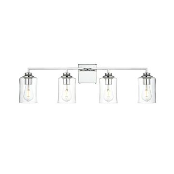 Ronnie 4-Light Bathroom Vanity Light Sconce in Chrome and Clear