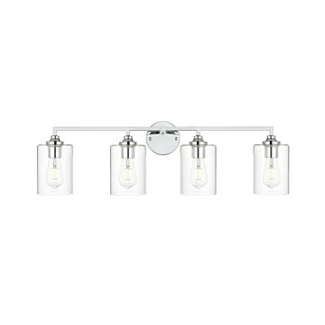 Mayson 4-Light Bathroom Vanity Light Sconce in Chrome and Clear