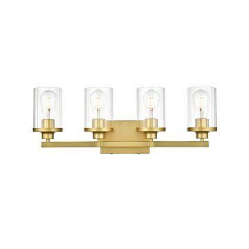 Saanvi 4-Light Bathroom Vanity Light Sconce in Brass and Clear