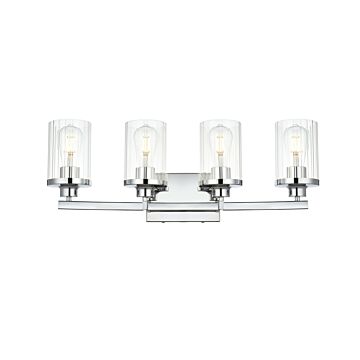 Saanvi 4-Light Bathroom Vanity Light Sconce in Chrome and Clear